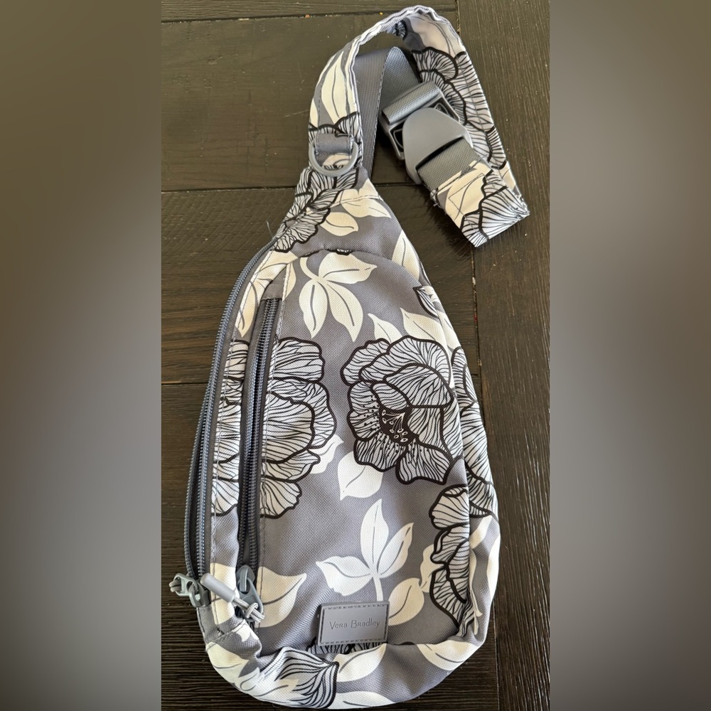 Vera Bradley Gray and White Floral Crossbody Bag